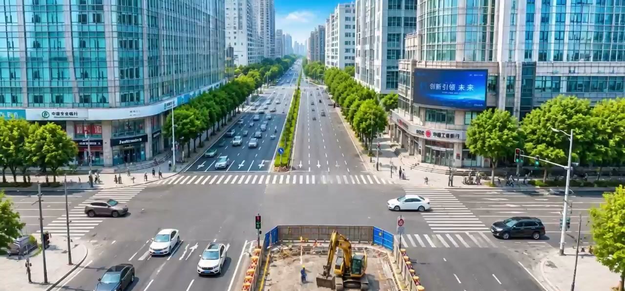 分段施工的道路