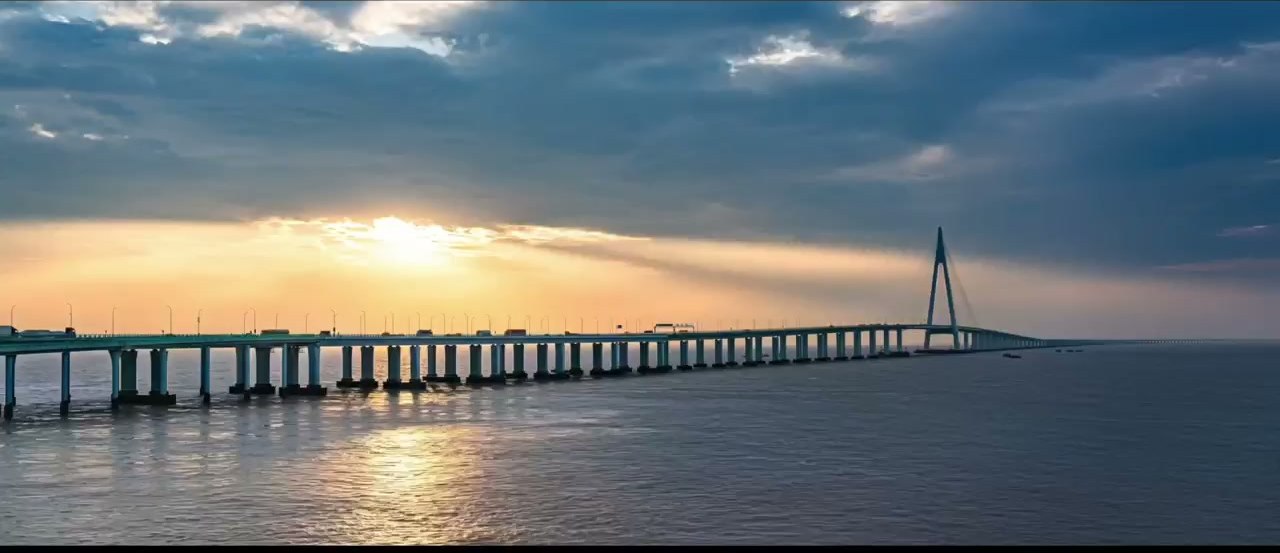 跨海大桥日落
